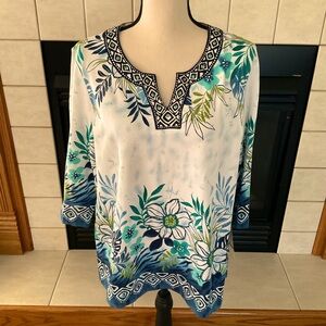 NWT Alfred Dunner, Jean Pool, 3/4 Sleeve Top, Women’s Sz Petite Large